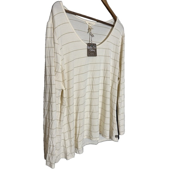 NWT‎ Matilda Jane XXL Cream White Glittery Gold Stripe Long Sleeve Soft Stretchy - Picture 1 of 9